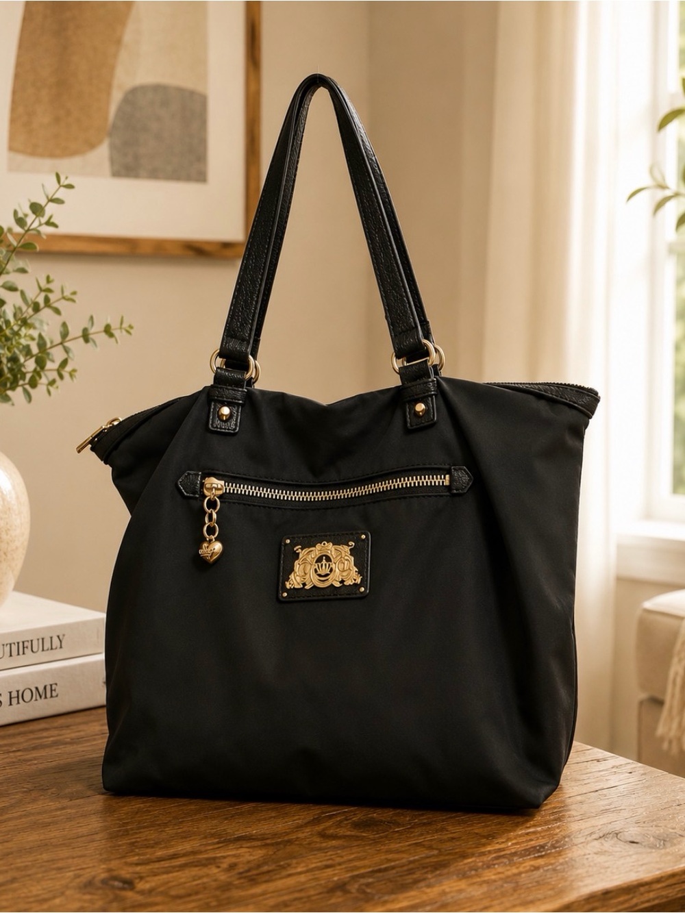 Juicy Couture black nylon shoulder bag
